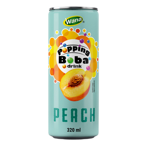 WANA OEM ODM Boisson prête à boire au pêche et aux perles éclatantes (Popping Boba) en canette 320ml, boisson fruitée, marque privée, faible MOQ, saveur personnalisée, faible teneur en sucre, Vietnam - Product Image 1