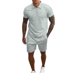 Conjunto de Camiseta y Pantalones Cortos de Color Sólido para Hombre, Última Moda de Invierno, Secado Rápido, Poliéster/Algodón - Product Image 1