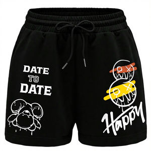 Shorts de course ajustés à cordon de serrage pour hommes, couleur unie, taille mi-haute, logo frontal, tissu Oxford respirant et anti-transpiration - Product Image 4