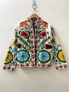 เสื้อโค้ทผ้าฝ้าย suzani ทำด้วยมือพร้อมเทคนิคการปักโบโฮระบายอากาศแจ็กเก็ตปักลายแบบอินเดีย - Product Image 2