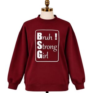 <b>Womens</b> Burgundy Red Oversized Sweatshirt <b>White</b> Graphic Letter Print Crew Neck Long Sleeve Casual Pullover Streetwear Fashion Top - Product Image 1