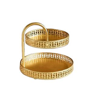 <b>Decorative</b> Gold Iron Dessert <b>Cake</b> Stand with <b>Flower</b> Border for Wedding Birthday Anniversary Buffet Display and Home <b>Decor</b> - Product Image 5