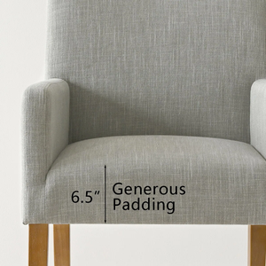 Chaise de salle à manger contemporaine en bois massif et bois manufacturé avec assise en mousse et revêtement en lin MD08 - Product Image 4