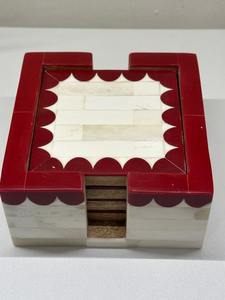 Posavasos Artesanales con Incrustaciones de Hueso - Mosaico de Resina y Hueso con Patrón Chevron, Base para Tazas de Té y Café, Estilo Boho con Aspecto de Mármol de Lujo para el Hogar - Product Image 3