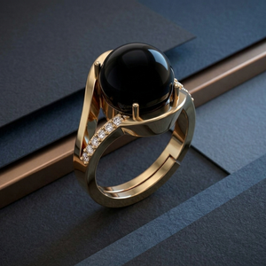 Black Onyx Oval <b>Ring</b> US 6 CZ 925 Sterling Silver 18K Gold Plated Classic <b>Statement</b> <b>Ring</b> Stylish Jewelry Gift - Product Image 1