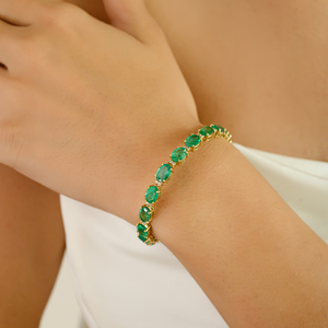 สร้อยข้อมือเทนนิสแบบซ้อนได้ ทองคำขาว 18K ประดับมรกตและเพชรคุณภาพสูง สำหรับงานแต่งงาน ยูนิเซ็กซ์ - Product Image 2