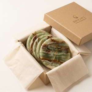 Posavasos Redondos de Ónix Natural Pulido, Losa Grande de Piedra con Acabado Antiguo, Decoración Moderna para Mesa de Cocina, Feng Shui, Logotipo Personalizado - Product Image 5