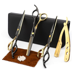 Kit de barbier professionnel, ensemble de coupe de cheveux avec ciseaux, rasoir, peigne et accessoires de coiffure - Product Image 6