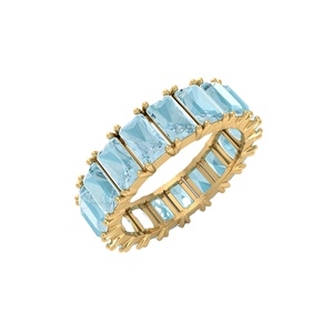4.75 CTW Aquamarine Octagon Cut Gemstone 14k Gold Women's Full Eternity <b>Band</b> Wedding Engagement <b>Ring</b> for Anniversary Jewelry - Product Image 1