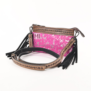 Bolso de Mano de Cuero Rosa con Diseño de Piel de Vaca, Mini Bolso Cruzado para Mujer - Product Image 4