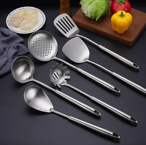 Ensemble de cuillères de cuisine en acier naturel, design antiadhésif, ustensiles de cuisine pour la cuisson, compatibles lave-vaisselle, à prix abordable - Product Image 2