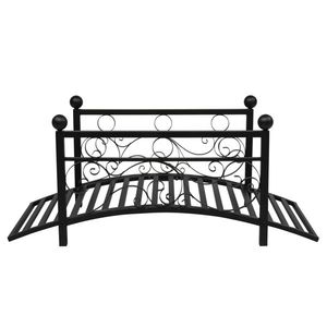 Ringhiera in Ferro Nera con Parte Superiore Piatta 102*51*43cm e Sfera in Ferro Rotonda, Elegante Ponte da Giardino - Product Image 2