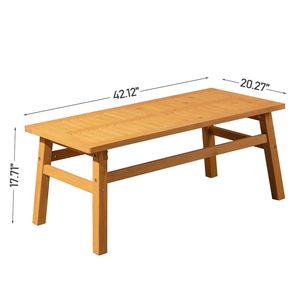Table basse d'extérieur en bois de cèdre massif de 42 pouces, table d'appoint de style farmhouse avec plateau à lattes pour patio et jardin, table d'appoint durable - Product Image 4