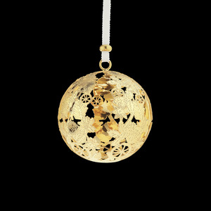 Exquisito Adorno Navideño Dorado con Diseño Floral Intrincado y Patrones de Estrellas, Elegante Adorno Decorativo para Árbol de Navidad - Product Image 6