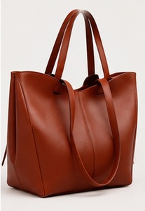 Sac fourre-tout bohème en cuir de Cognac de qualité supérieure pour femme, grand sac à bandoulière de luxe, élégant sac de travail quotidien avec bouton magnétique - Product Image 2