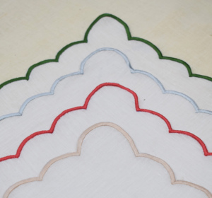 Serviettes en lin à bord festonné en gros, broderie personnalisée, serviettes de table en lin pour mariage, fête, restaurant, décoration de table - Product Image 4