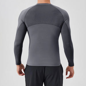 High Quality Custom Compression Gym <b>Men's</b> <b>Shirts</b> Solid Color Long Sleeve Breathable Moisture Wicking Quick Dry Sports <b>Shirts</b> - Product Image 2