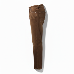 Jeans de mezclilla transpirables de corte recto de cintura media con botones, estilo oversize, lavado Monkey, color marrón, apilados, de moda urbana 2026 - Product Image 5