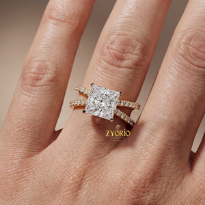 Princess Cut Zircon <b>Split</b> Shank Engagement <b>Ring</b> 1 CT Sterling Silver Pave Luxury Bridal <b>Ring</b> Women Wedding Party VVS2 Clarity - Product Image 4