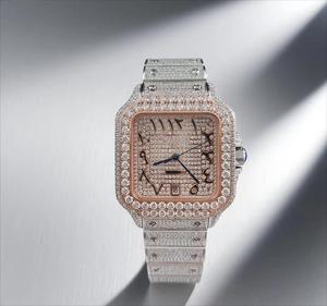 Reloj de Diamantes Moissanite con Corte Brillante Redondo VS1, Estilo Hip Hop, Esfera Árabe VVS, Acero Inoxidable, Cierre Oculto Automático ETA para Hombre - Product Image 3
