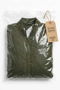 Blouson bomber épais coupe-vent pour homme à col montant, fermeture éclair, extérieur polyester/coton, rembourrage en coton, lettres imprimées en sérigraphie - Product Image 6