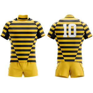 Maillot de rugby personnalisé respirant en gros avec noms, ensembles de logos d'équipes sportives à bas prix, impression par sublimation polyester/coton - Product Image 1