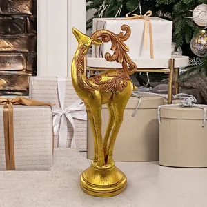 Figura de Ciervo Dorado de 24.5 Pulgadas, Escultura Metálica Hecha a Mano, Decoración Navideña, Adorno Artístico con Forma de Animal para Mesa - Product Image 5
