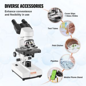 40X-2500X Magnification Binocular Compound Lab <b>Microscope</b> with LED Illumination Two-Layer Mech - Product Image 5