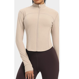 Women's Plus Size High Quality <b>Gym</b> Jacket Quick-Drying Zipper Windproof <b>Long</b>-<b>Sleeved</b> Tight-Fitting Top Running Sports Breathable - Product Image 2