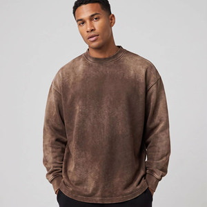 T-shirt à manches longues pour homme, délavé style vintage, coupe épaules tombantes, col rond, coupe classique - Product Image 1