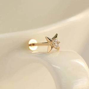 Pendientes de Diamantes Cultivados en Laboratorio, Corte Redondo, Oro Sólido de 14k, Venta al Por Mayor Directa de Fábrica, Joyería Fina - Product Image 1