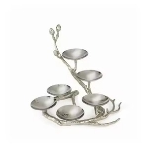 Bol de service de qualité supérieure en acier inoxydable, support à étages en forme de branche, 6 petits plats d'apéritif - Product Image 1