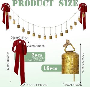 Campana Navideña Metálica Tradicional de Fabricante OEM con Encanto Rústico para Decoración Festiva - Product Image 2