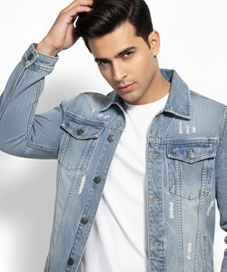 Veste en jean pour hommes, coupe personnalisée, avec logo, style vintage, fabrication OEM en gros - Product Image 3