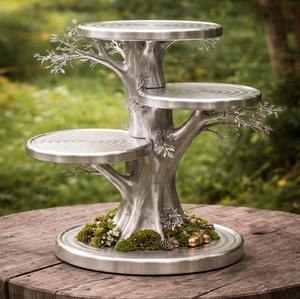 Support à gâteau de mariage blanc de luxe, plateau de présentation en bois, support à gâteau en bois pour table de mariage et d'anniversaire - Product Image 6