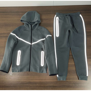 Conjunto de Sudadera con Capucha Reflectante para Hombre, con Cierre Frontal, Pantalones Deportivos de Forro Polar Técnico, Transpirable, para Otoño, Entrenamiento Deportivo - Product Image 6
