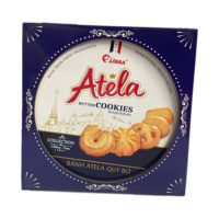Biscuits au beurre premium 320g, collation sucrée, boîte en métal bleue, fabricant OEM ODM