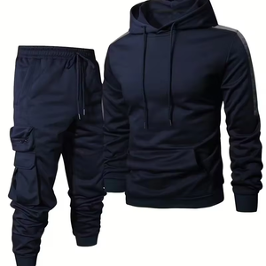 Men's Casual Sports Suit Terry Fabric 100% Cotton Quick Dry 300g Multi Pocket Fashionable Hooded Two-Piece Set Winter Bangladesh - Product Image 1