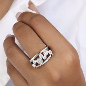 Igi/gia แล็บปลูกวินเทจ14K สีขาวทองแต่งงาน/หมั้นแหวน unisex เพชรของขวัญครบรอบปาร์ตี้กับลูกแพร์ตัดเพชร - Product Image 4