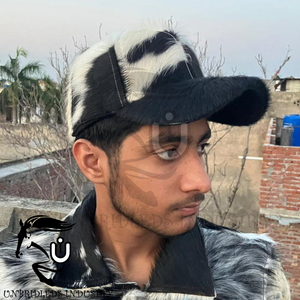 Gorra de Cuero Vacuno con Pelo Natural Negro y Blanco de Primera Calidad Unisex 2026 - Product Image 4