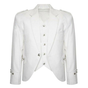 Veste en laine traditionnelle écossaise blanche à motif Argyle pour homme, 5 boutons, style gilet, best-seller - Product Image 1