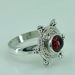 Red Garnet Round <b>925</b> Sterling <b>Silver</b> Handmade Promise <b>Ring</b> Boho January Birthstone Perfect Gift Her Birthday Anniversary - Product Image 2