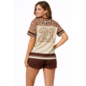 Camiseta de fútbol de malla oversize para mujer, cuello en V, transpirable, de poliéster, estilo urbano, con estampado de números, para deportes de equipo, OEM - Product Image 3