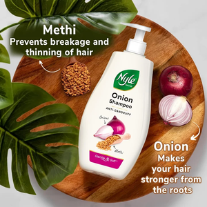 Champú herbal anticaspa sin sulfatos con cebolla y meti, diseñado para nutrir el cuero cabelludo y controlar la caída del cabello, 800 ml - Product Image 4