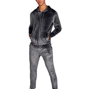 Latest Style <b>Men</b> Fleece Velvet Tracksuit Full Zip Stand Collar Casual Winter Wear Velour Pants & Jacket Sets Tracksuits - Product Image 5