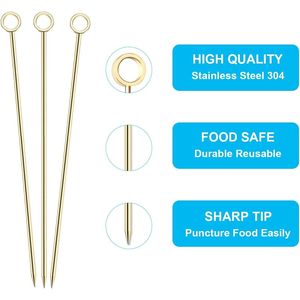 8pcs Reusable Stainless Steel Cocktail Picks Cocktail Martini Skewers for Olives Appetizers <b>Beverage</b> <b>Serving</b> <b>Sets</b> - Product Image 2