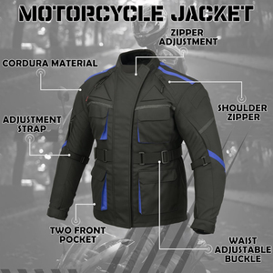 Men's Black Blue Plus Size Motorcycle Jacket Windproof Waterproof Breathable Stand Collar Zipper Front Regular Fit Autumn <b>Winter</b> - Product Image 2