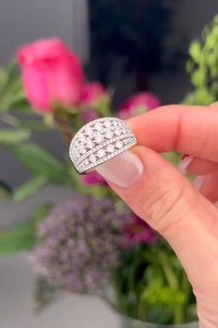 Anillo de banda ancha con diamante de corte redondo de moissanita para mujer, plata 925 original con baño de rodio, regalo de propuesta de matrimonio, joyería nupcial. - Product Image 4