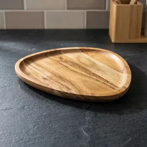 Irregular Wooden Storage Tray Rustic Design Handmade Indoor Tabletop Use <b>Kitchen</b> <b>Decor</b> - Product Image 3