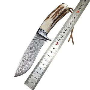 Couteau de chasse artisanal en acier Damas avec manche en os de chameau et étui en cuir – Équipement de survie extérieur haut de gamme - Product Image 6